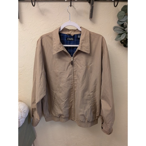 Chaps Other - Chaps Mens Tan Lightweight Harrington Golf Jacket Size L